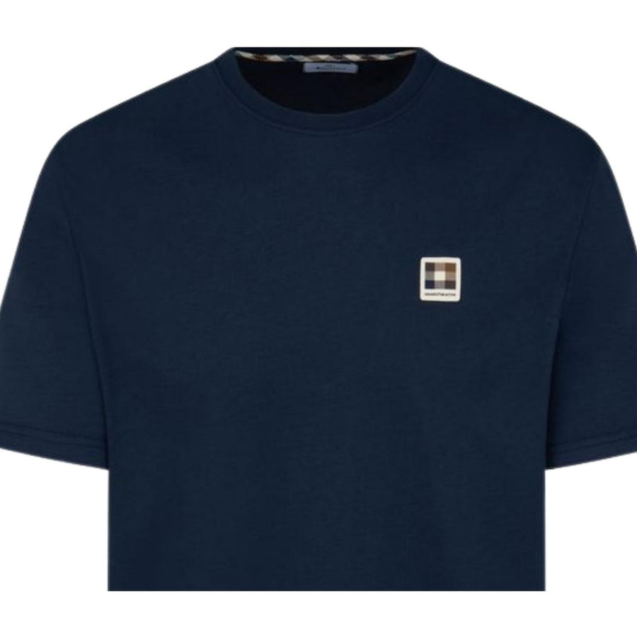 Aquascutum Active Badge Logo Cotton Jersey Navy T-Shirt