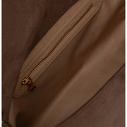 Love Moschino Plaque Logo Brown Suede Shoulder Bag