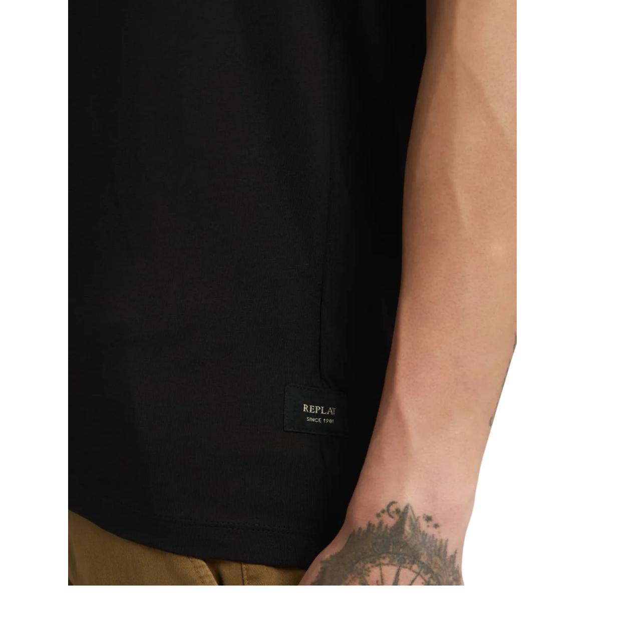 Replay Printed Logo Black T-Shirt