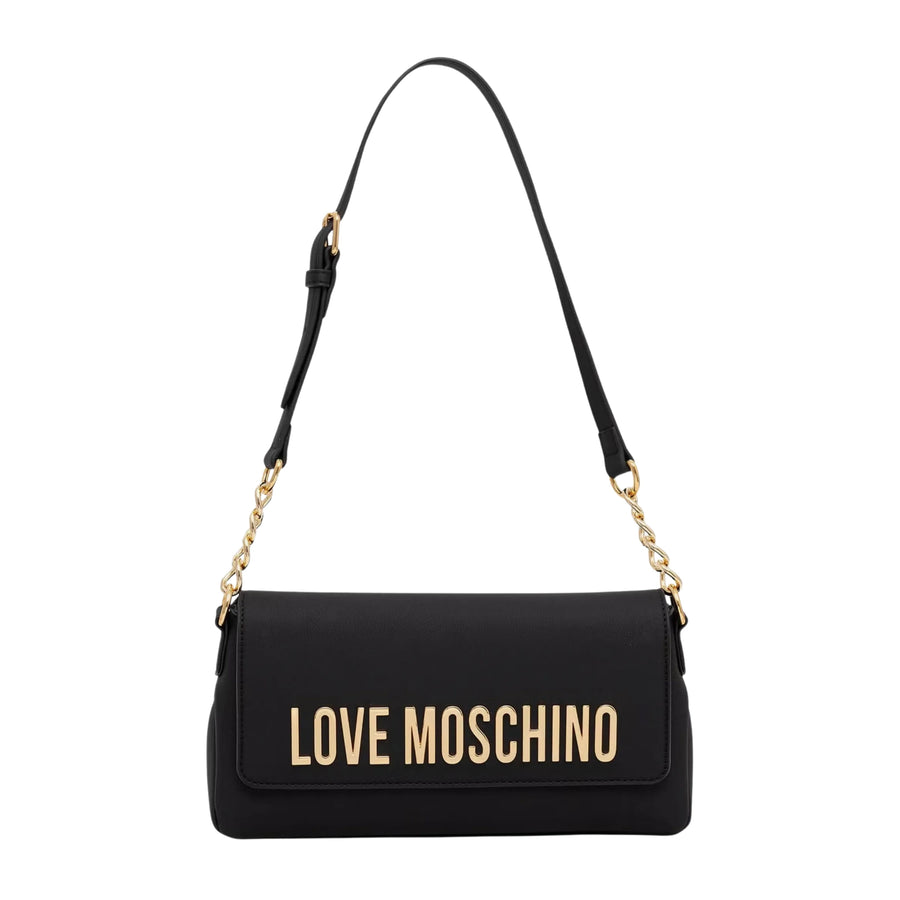 Love Moschino Logo Plaque Black Shoulder Bag