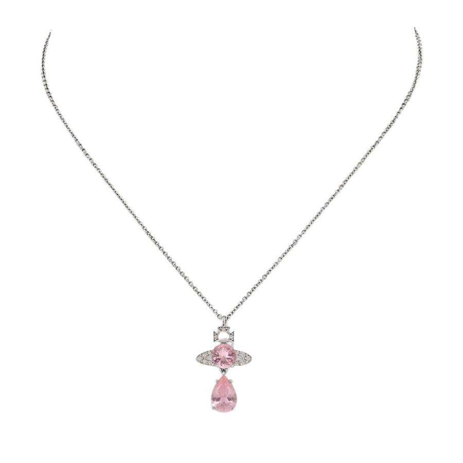 Vivienne Westwood Platinum Milky Pink Ismene Drop Pendant