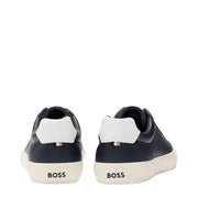 BOSS Aiden Faux Leather Navy Trainers