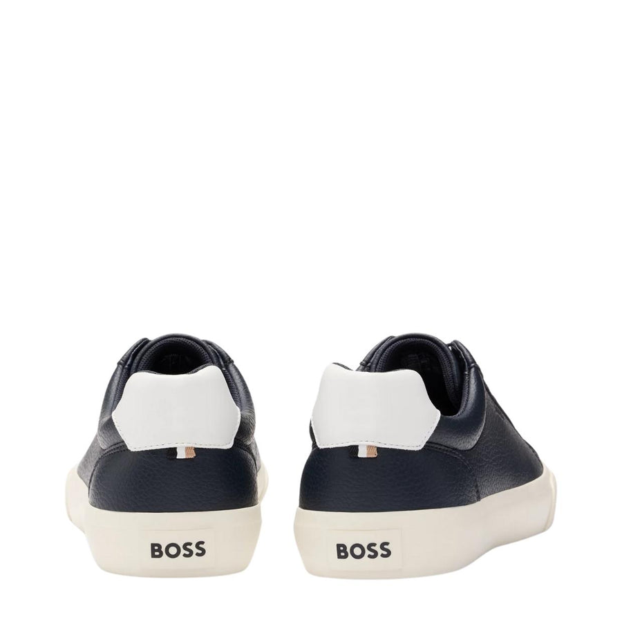 BOSS Aiden Faux Leather Navy Trainers