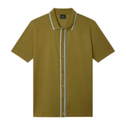 Paul Smith Button Through Short Sleeve Khaki Polo Shirt
