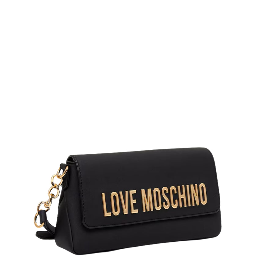Love Moschino Logo Plaque Black Shoulder Bag
