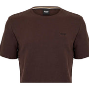 BOSS Embroidered Logo Cotton-Blend Waffle Brown T-Shirt