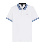 BOSS White Contrast Stripe Trim Polo Shirt