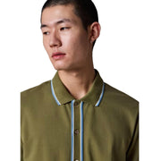 Paul Smith Button Through Short Sleeve Khaki Polo Shirt