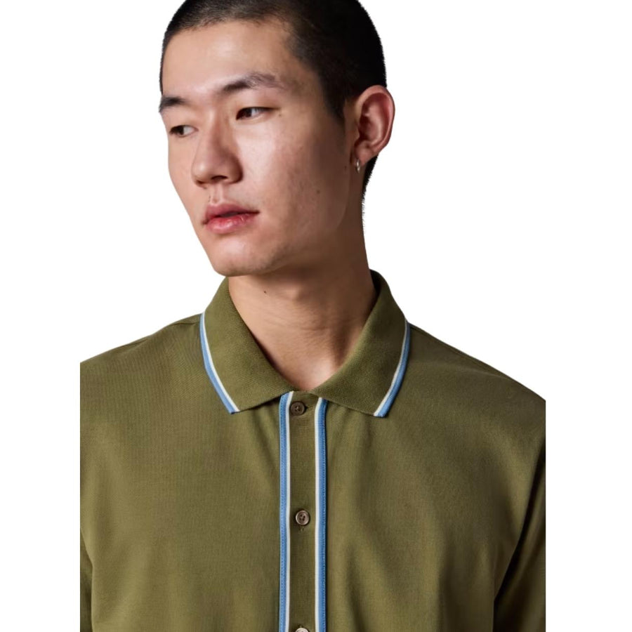 Paul Smith Button Through Short Sleeve Khaki Polo Shirt