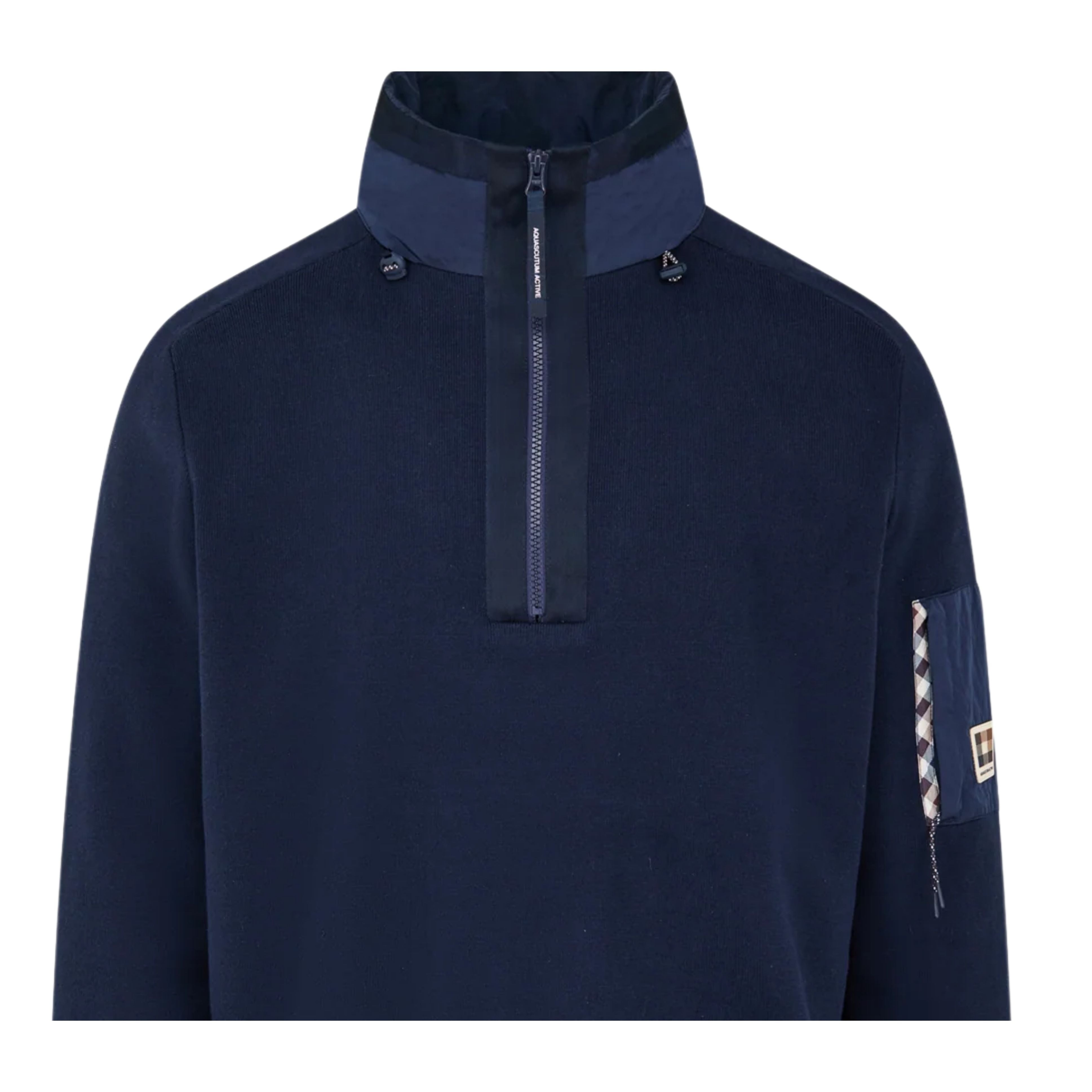 Aquascutum Active Cotton Knit Half Zip Navy Sweater