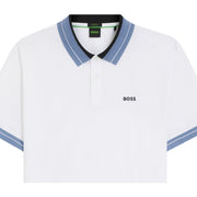 BOSS White Contrast Stripe Trim Polo Shirt