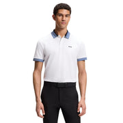 BOSS White Contrast Stripe Trim Polo Shirt