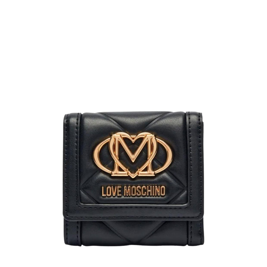 Love Moschino Gold-Tone Logo Black Quilted Wallet