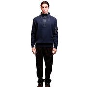 Aquascutum Active Cotton Knit Half Zip Navy Sweater