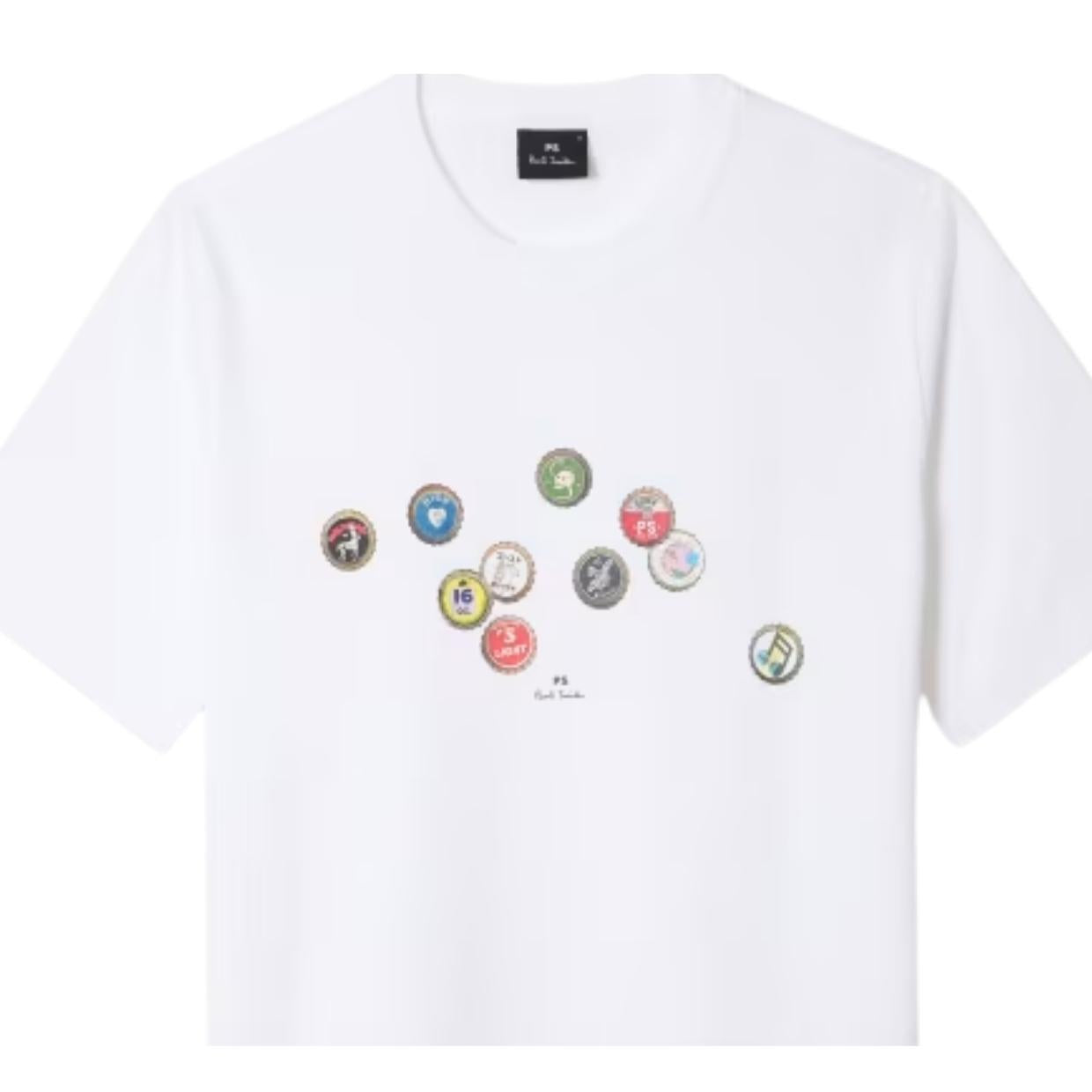 Paul Smith Print Bottle Tops White T-Shirt