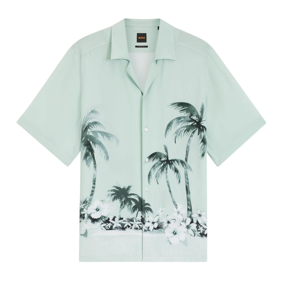 BOSS Regular Fit Maxi Patterned Print Light Green Shirt