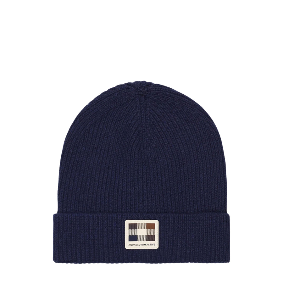 Aquascutum Active Rubber Patch Navy Beanie