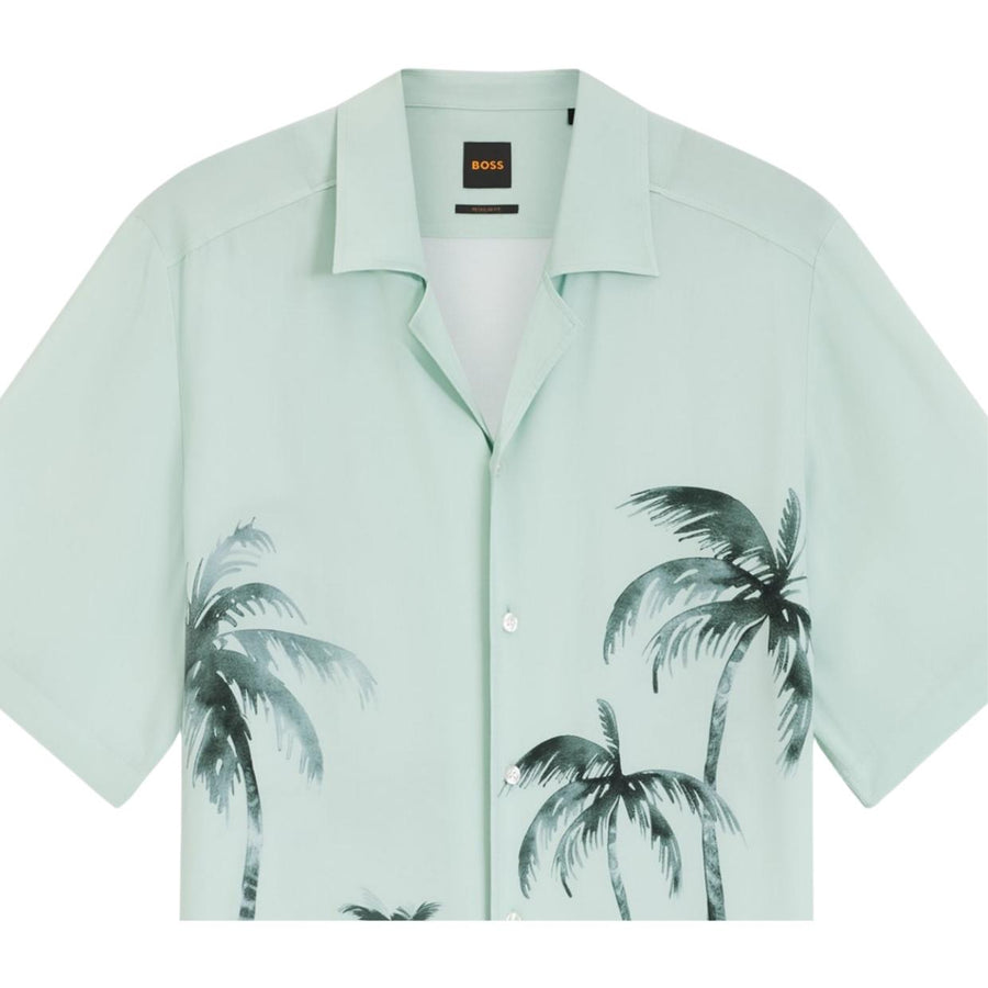 BOSS Regular Fit Maxi Patterned Print Light Green Shirt