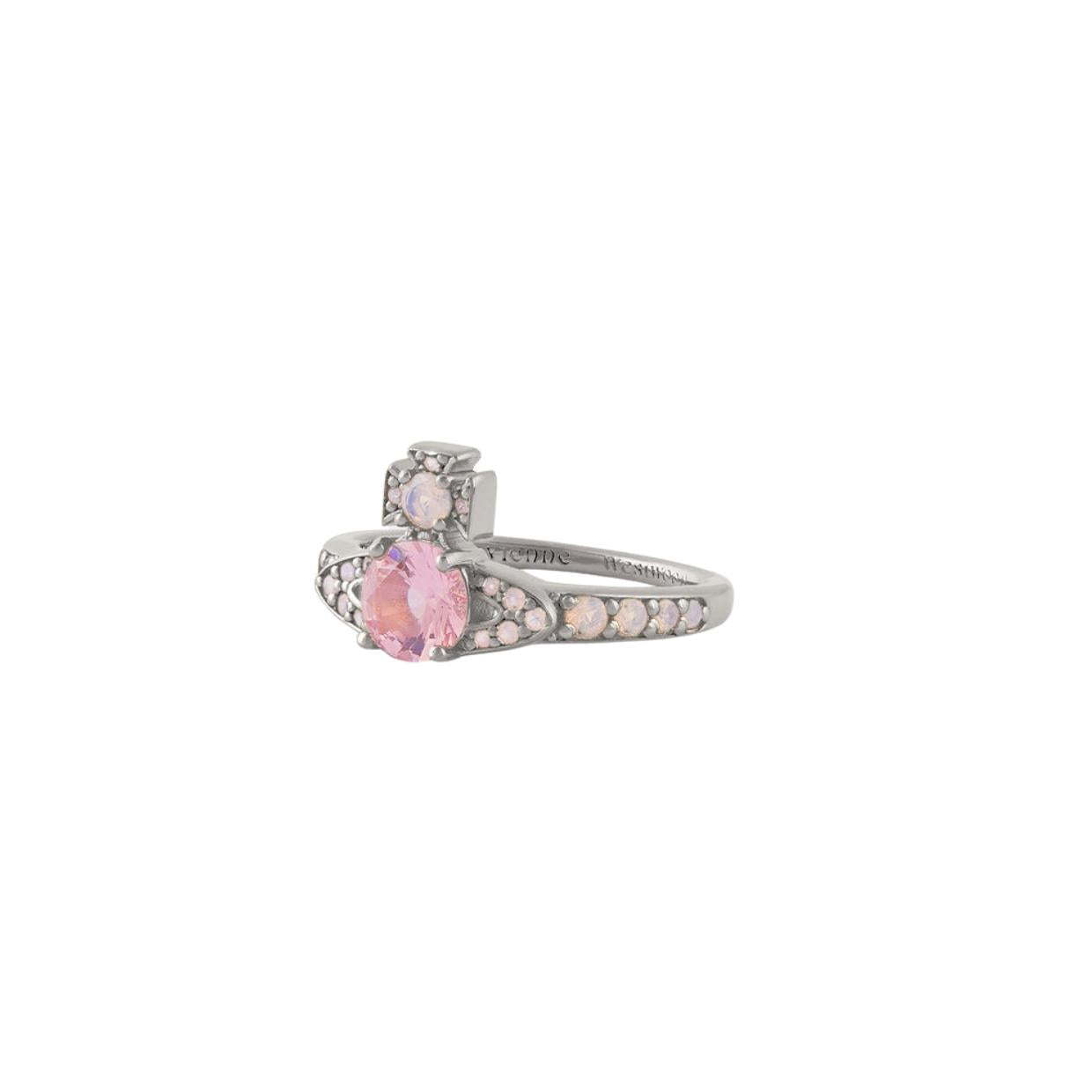 Vivienne Westwood Platinum Milky Pink Ismene Ring