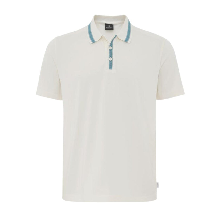 Paul Smith Regular Fit Tipped Collar White Polo Shirt
