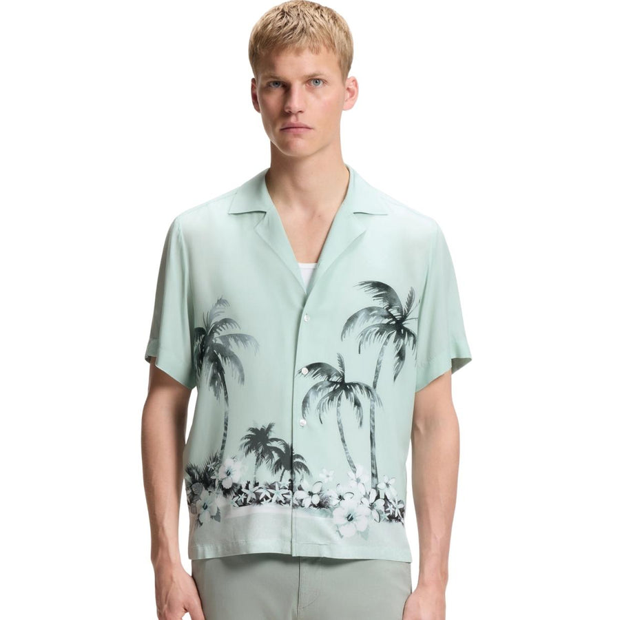 BOSS Regular Fit Maxi Patterned Print Light Green Shirt