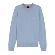 BOSS Logo Patch Cotton-Cashmere Light Blue Sweatshirt