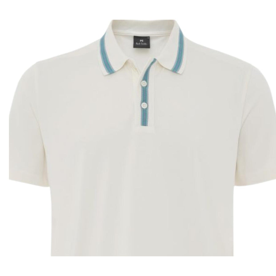 Paul Smith Regular Fit Tipped Collar White Polo Shirt