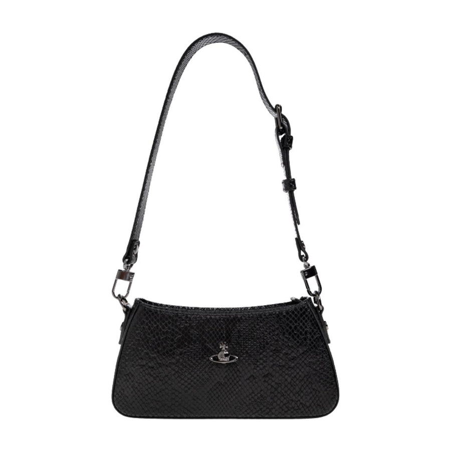 Vivienne Westwood Python Effect Embossed Black Tasha Shoulder Phone Bag