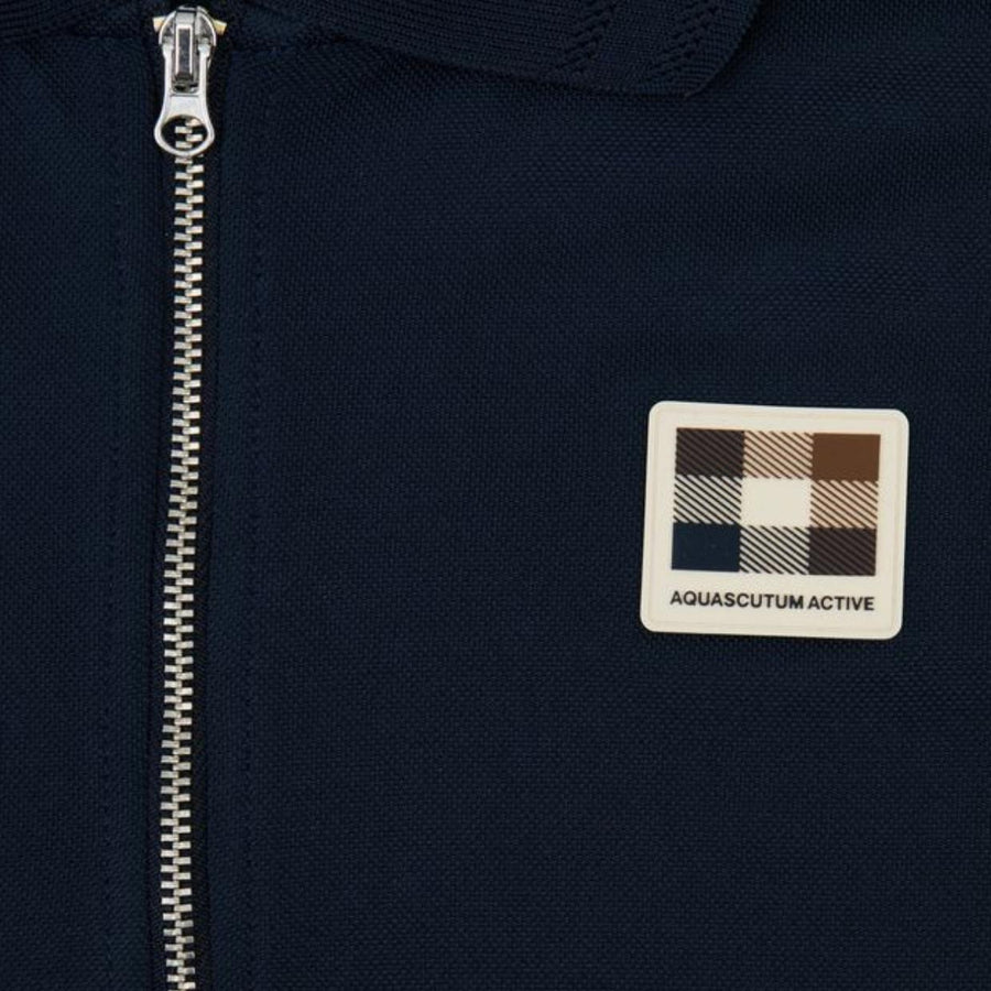 Aquascutum Active Badge Logo Poly Piquet Navy Polo Shirt
