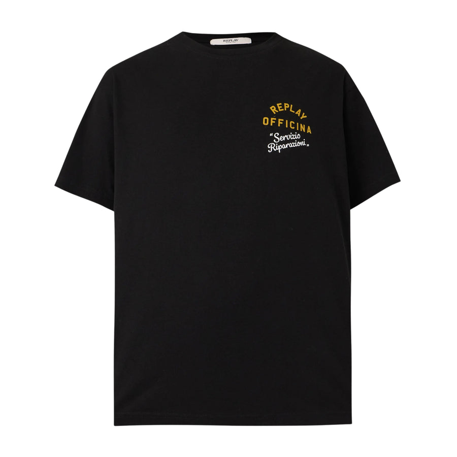 Replay Regular Fit Logo Lettering Black T-Shirt
