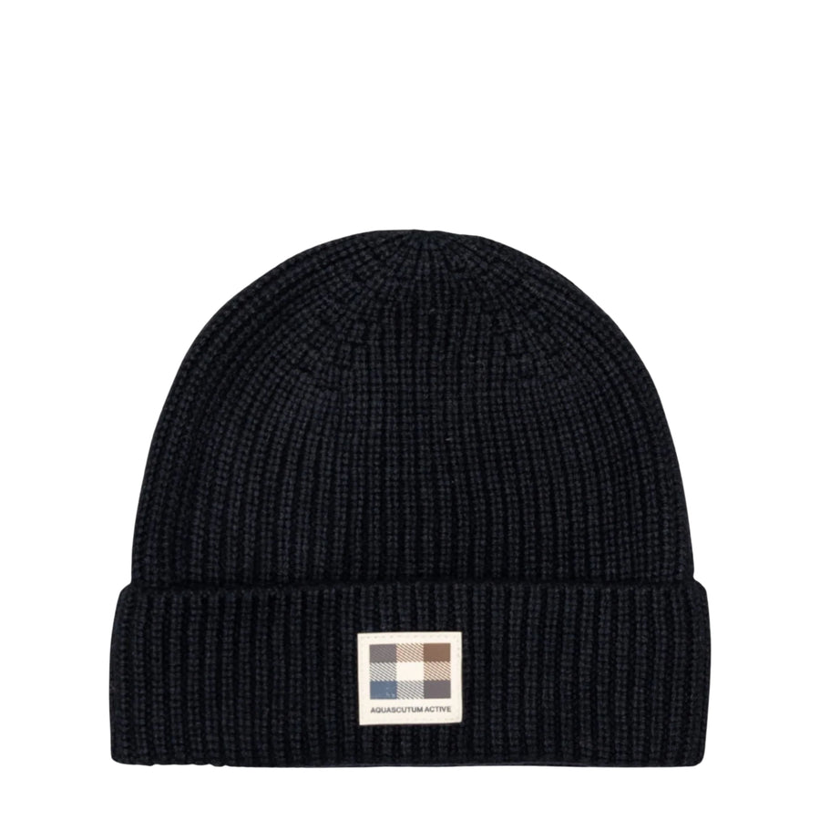 Aquascutum Active Rubber Patch Black Beanie