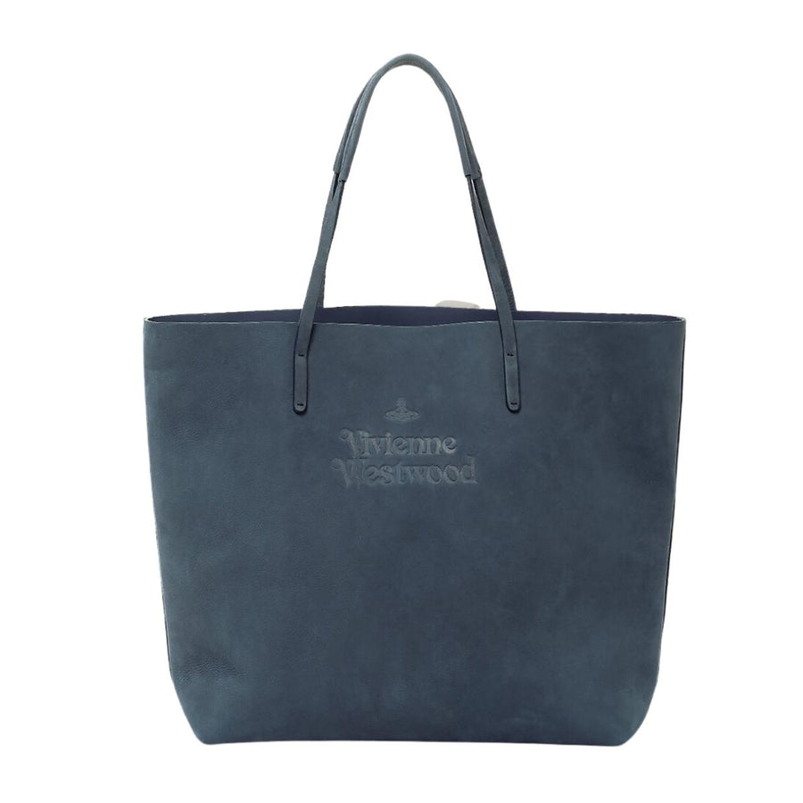Vivienne Westwood Denim Blue Nubuck Leather Studio Shopper Bag