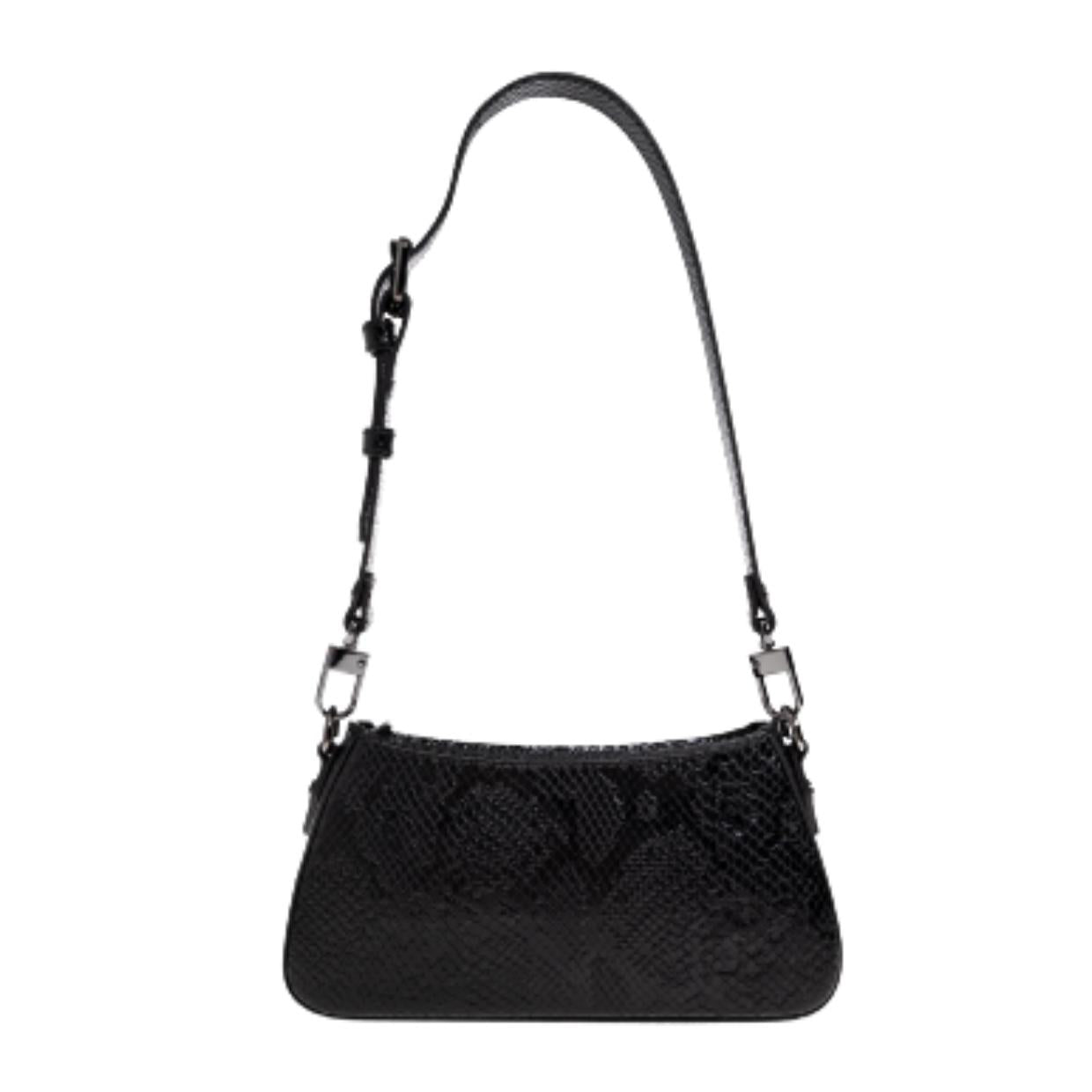 Vivienne Westwood Python Effect Embossed Black Tasha Shoulder Phone Bag