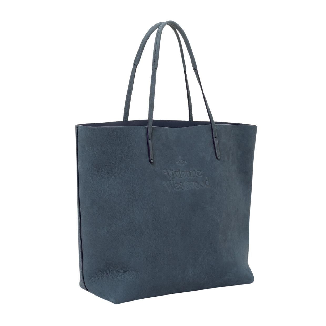 Vivienne Westwood Denim Blue Nubuck Leather Studio Shopper Bag