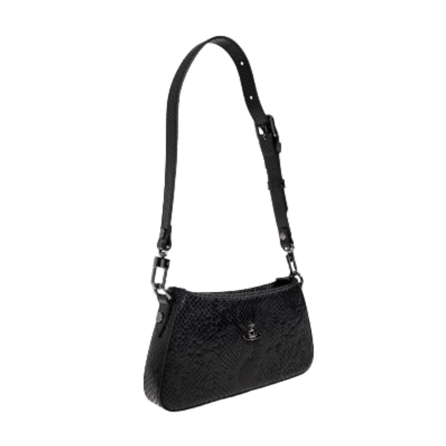 Vivienne Westwood Python Effect Embossed Black Tasha Shoulder Phone Bag