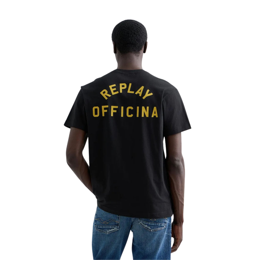 Replay Regular Fit Logo Lettering Black T-Shirt