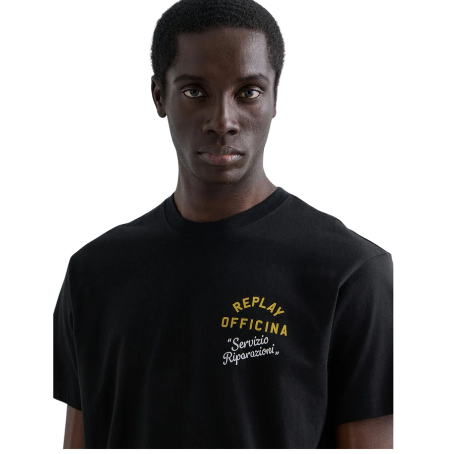 Replay Regular Fit Logo Lettering Black T-Shirt