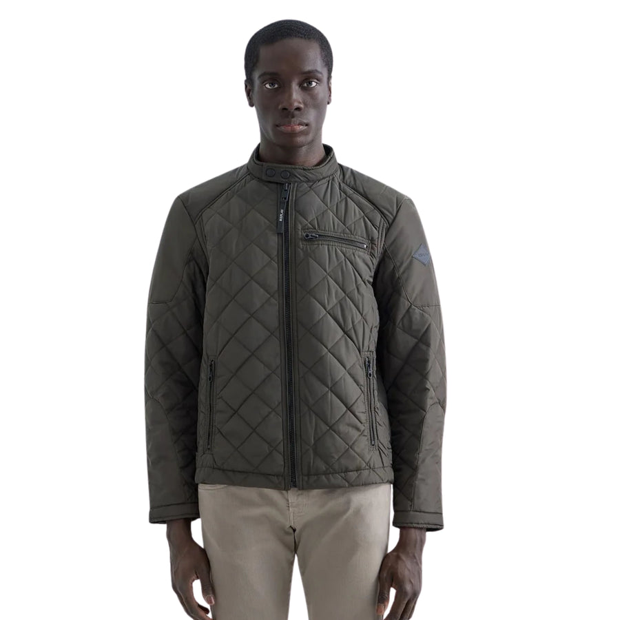 Replay Lightweight Quilted Dark Olive Jacket