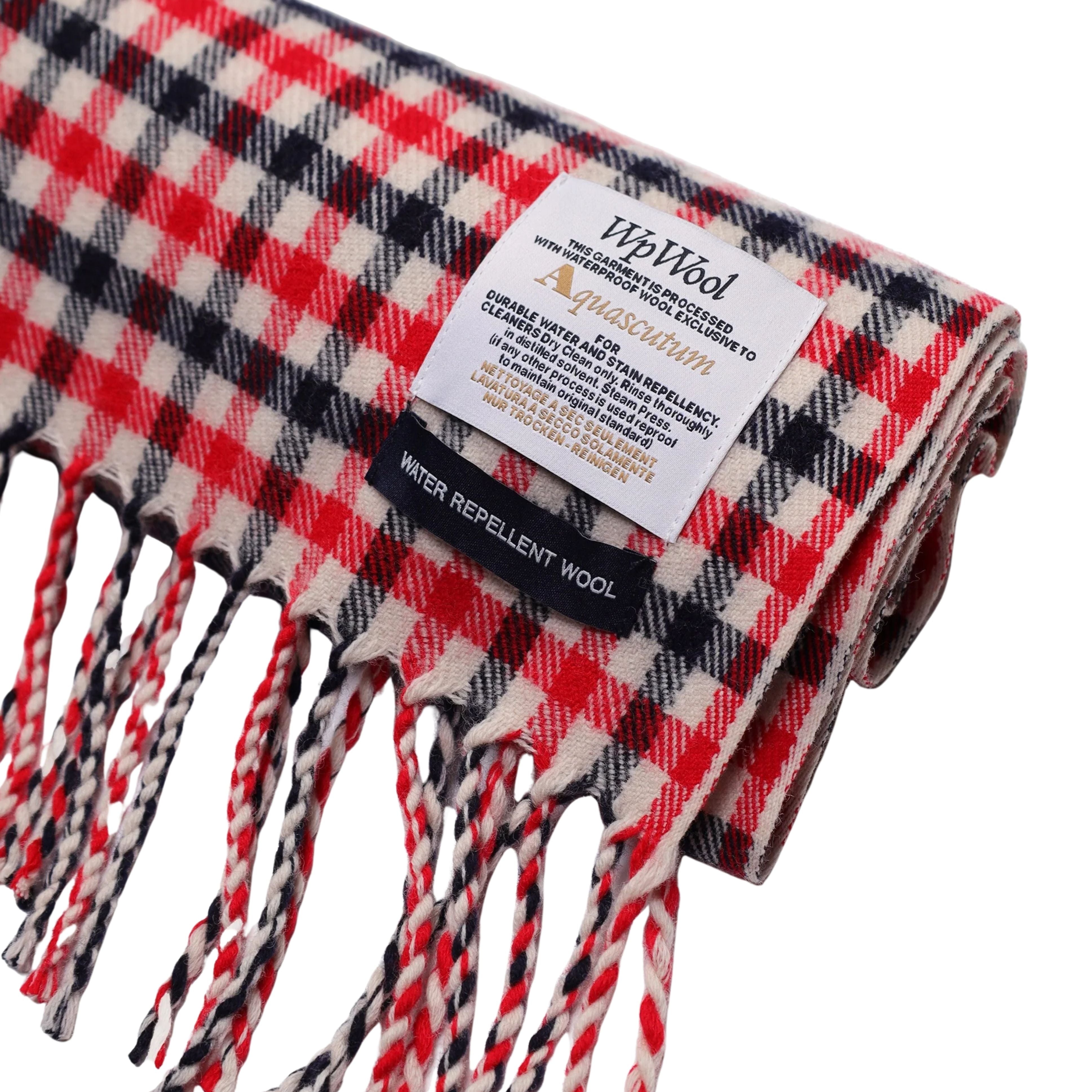 Aquascutum Active Water-Repellent Merino Wool Iconic Club Check Red Scarf