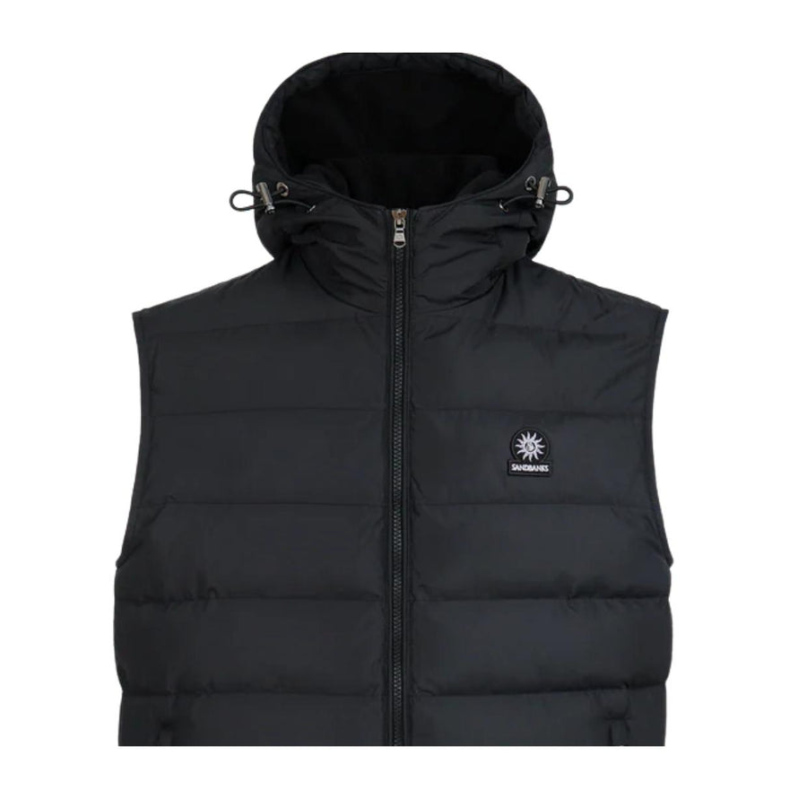 Sandbanks Frontier Hooded Black Puffer Gilet