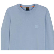 BOSS Logo Patch Cotton-Cashmere Light Blue Sweatshirt