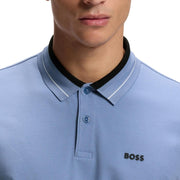 BOSS Light Blue Contrast Stripe Trim Polo Shirt