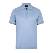 Emporio Armani Blue Lyocell Blend Half Zip Polo Shirt