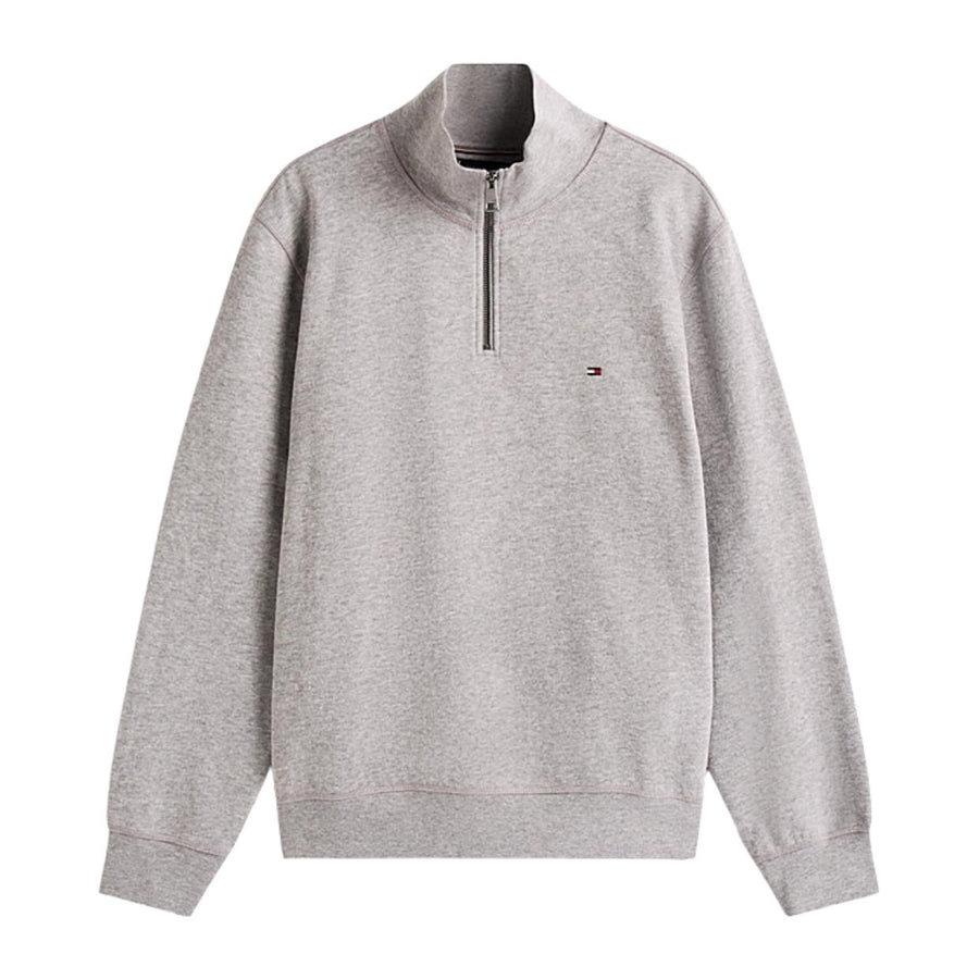 Tommy Hilfiger Embroidered Half Zip Medium Grey Heather Fleece Sweatshirts