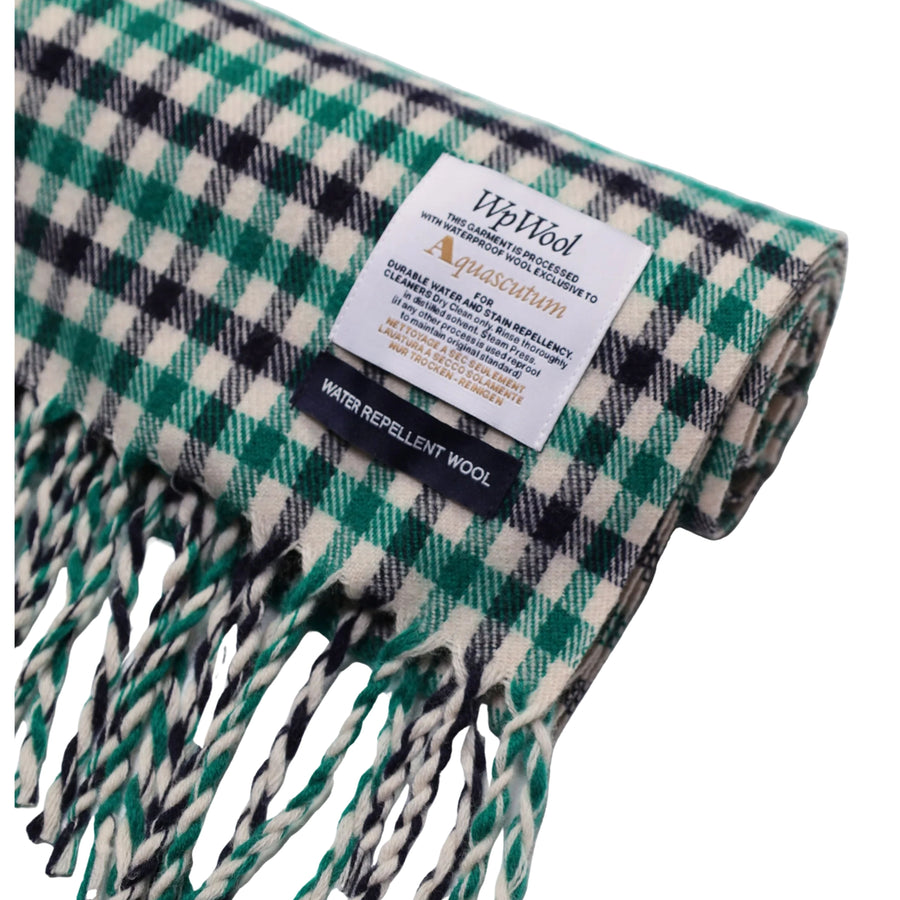Aquascutum Active Water-Repellent Merino Wool Iconic Club Check Green Scarf