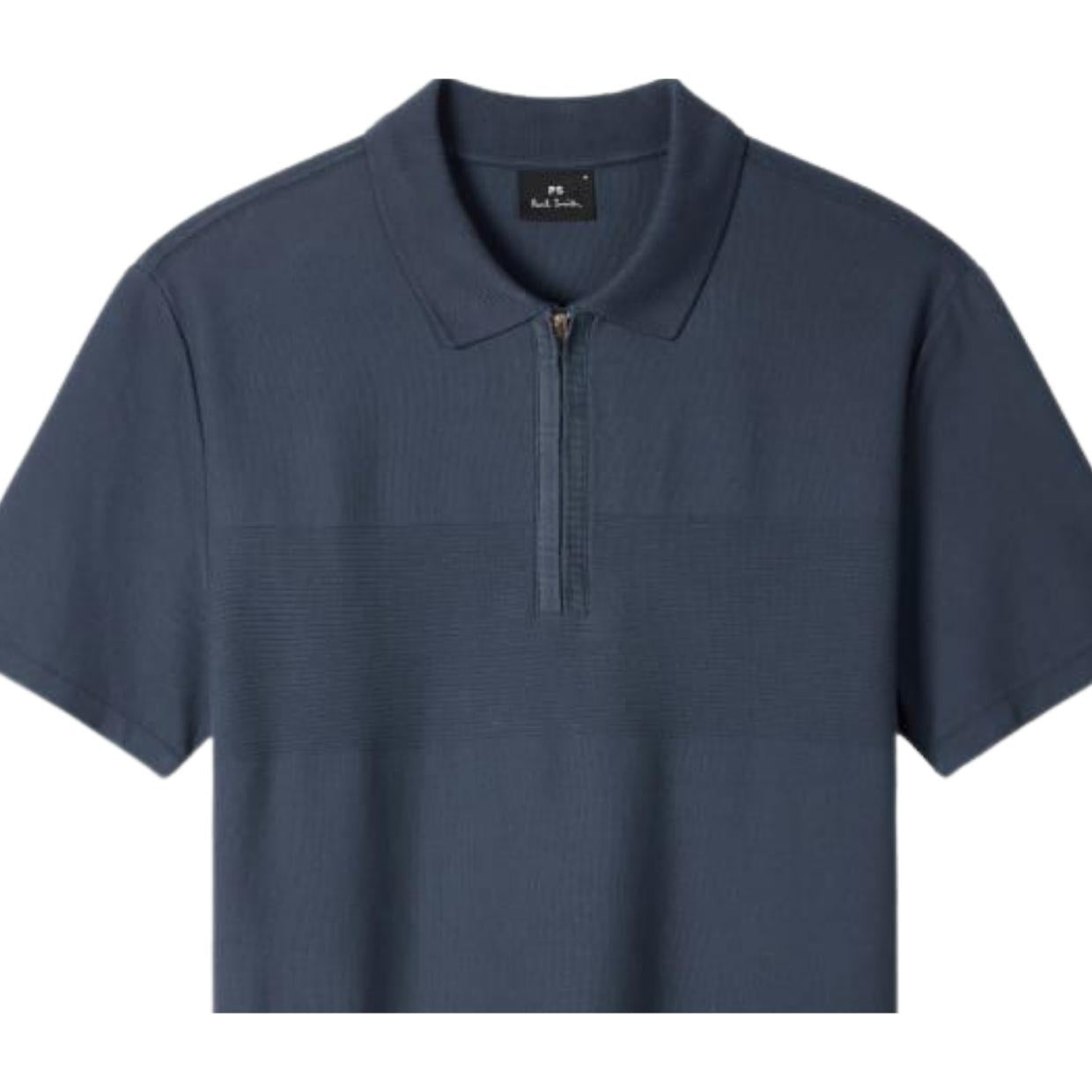 Paul Smith Textured Stripe Navy Polo Shirt