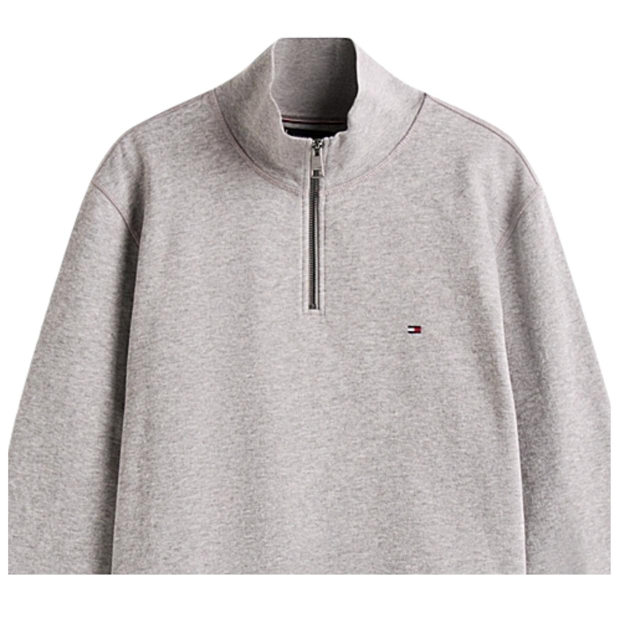 Tommy Hilfiger Embroidered Half Zip Medium Grey Heather Fleece Sweatshirts