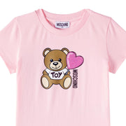 Moschino Kids Teddy Bear Logo Pink T-Shirt