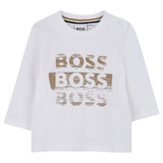 BOSS Baby Cotton Jersey Long Sleeve White T-Shirt