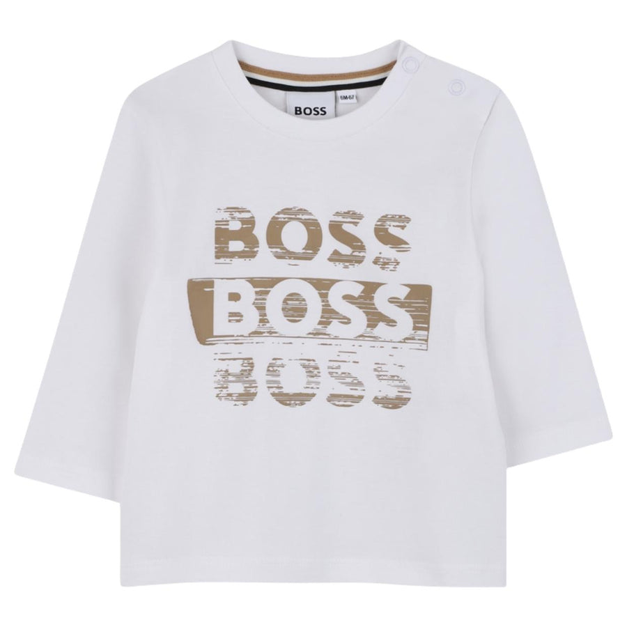 BOSS Baby Cotton Jersey Long Sleeve White T-Shirt